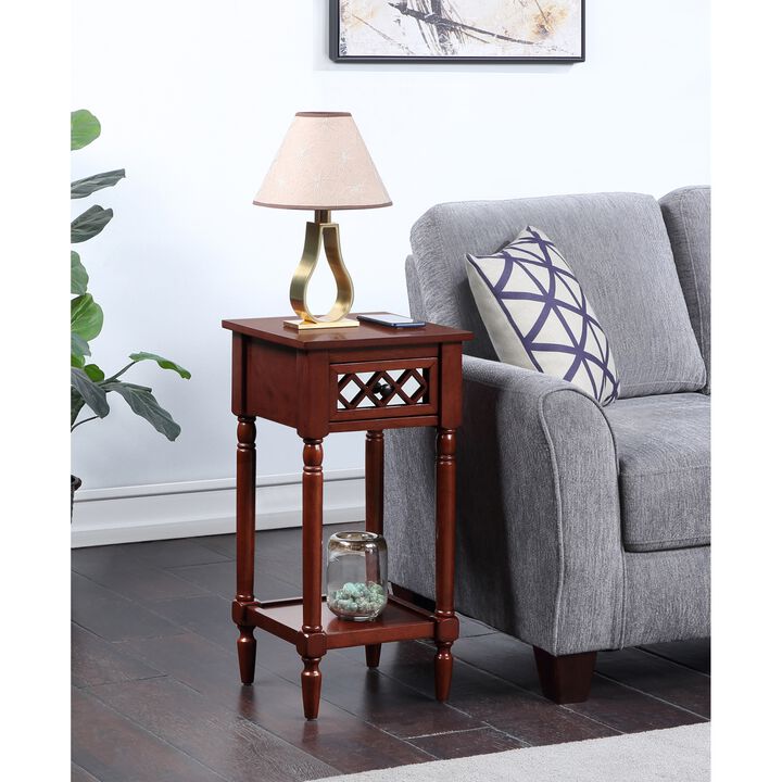 Convenience Concepts French Country Khloe Deluxe 1 Drawer Accent Table with Shelf, Mahogany