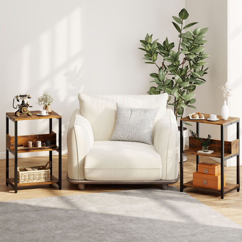 Modern End Table with Charging Station and Open Storage Shelves image number 6
