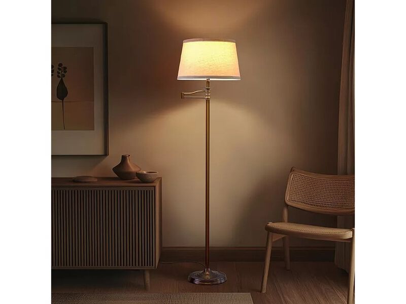 Caden LED Modern Floor Lamp with Swing Arm & Drum Shade image number 8