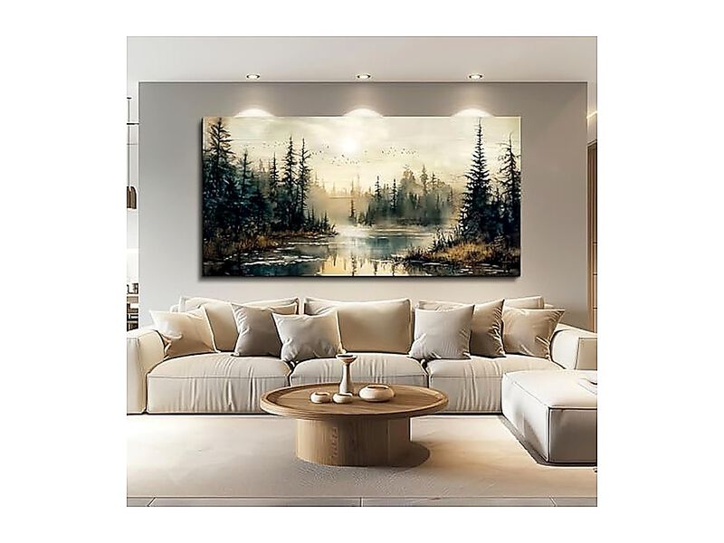 Canvas Wall Art Living Room Large Decor Bedroom Modern Office Forest River image number 1
