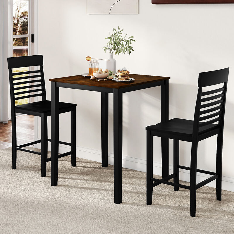 Counter Height Dining Table Set for 2 with Footrest, 3-Piece image number 3