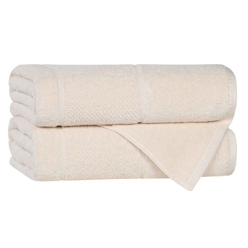 Set of 2 Solid Viscose Cotton Blend Bath Towels Absorbent Soft image number 0