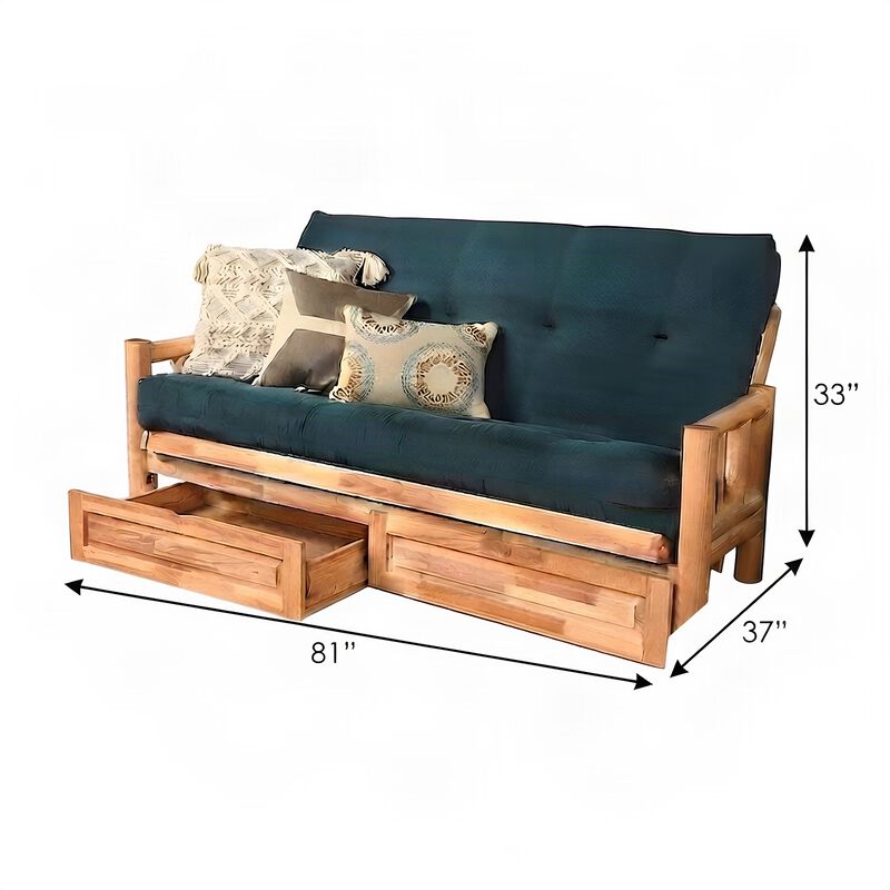 Lodge Frame-Natural Finish-Suede Navy Mattress-Storage Drawers image number 5
