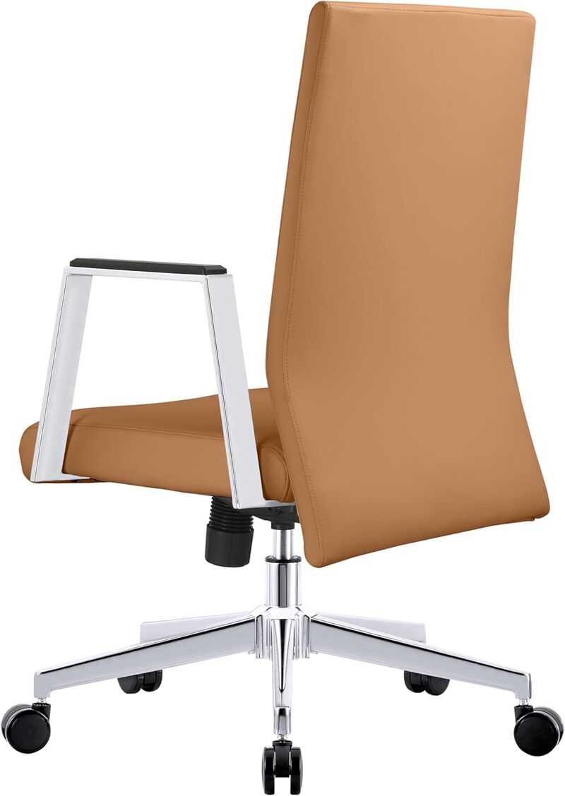 LeisureMod Aleen Mid-Century Modern Office Chair in Upholstered Leather and Iron Frame with Swivel and Tilt