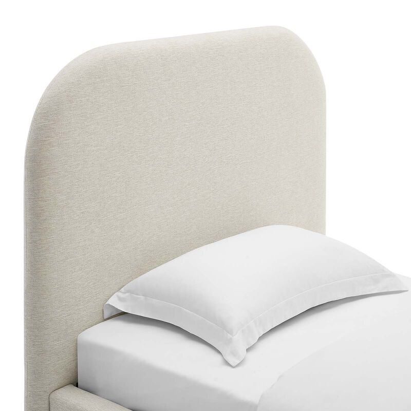 Keynote Upholstered Fabric Curved Twin Platform Bed image number 4