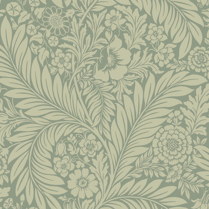 Florence Green Leaf Wallpaper