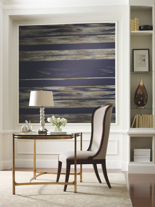 Horizontal Dry Brush Navy Wallpaper