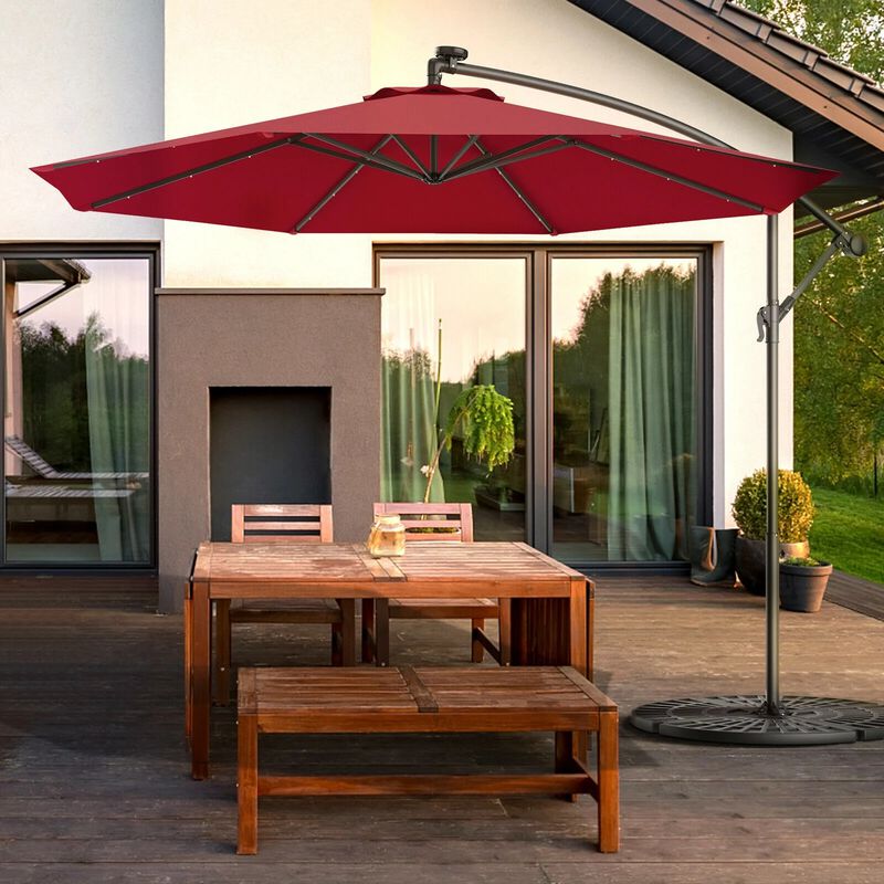 Mondawe 10 Feet Patio Umbrella with Crank and Solar LED Lights