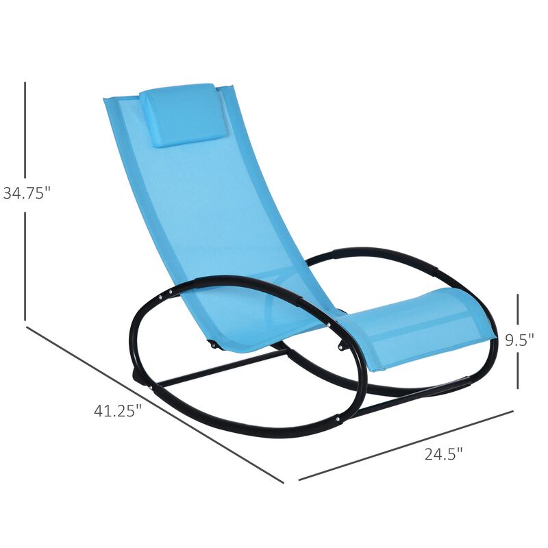 Light Blue Poolside Seat: Rocking Chaise Lounger with Headrest