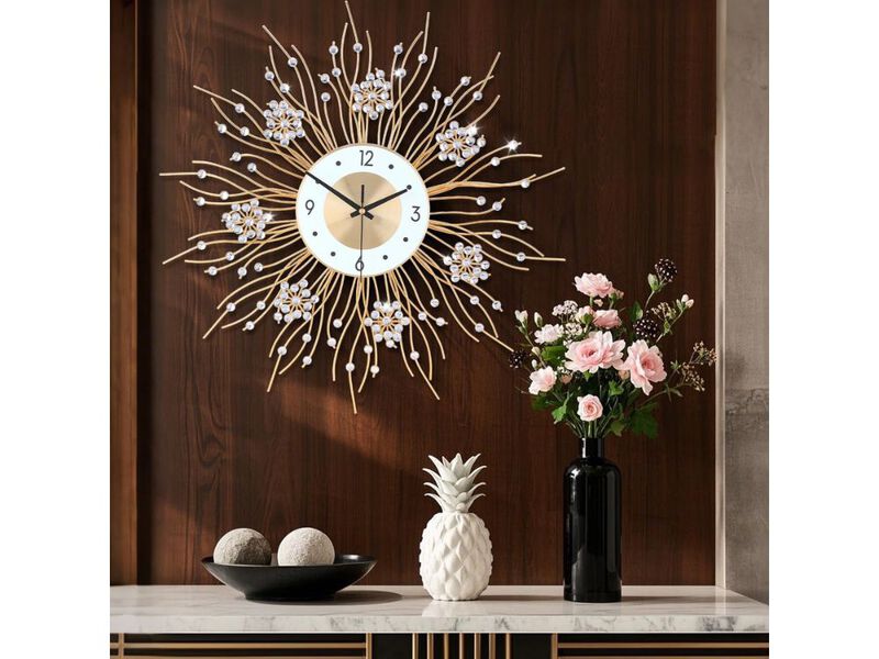 20" Large Silent Sunflower Wall Clock - Non-Ticking Metal Decorative Clock for Living Room & Office image number 1