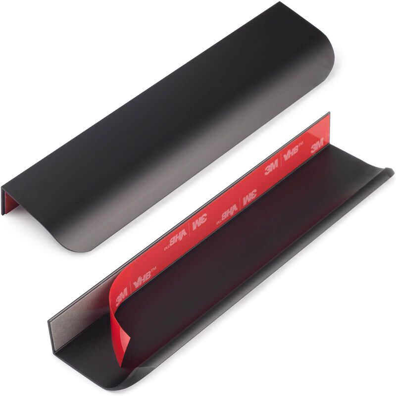 RVPEKUPE 10-Pack Adhesive Edge Finger Pulls for Cabinets No Drill Hidden Drawer Pulls Flat Stick On Cabinet Handles (Matte Black