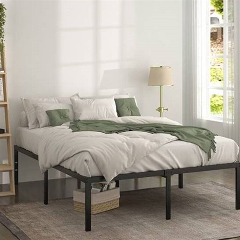 Tall Metal Platform Bed – Under-Bed Storage Space with Reinforced Support Slats
