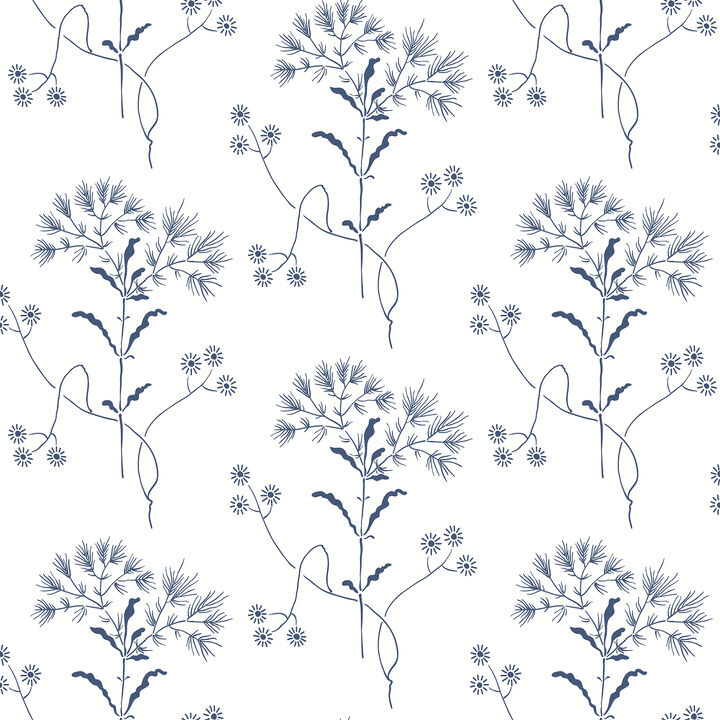 Wildflower Navy Wallpaper