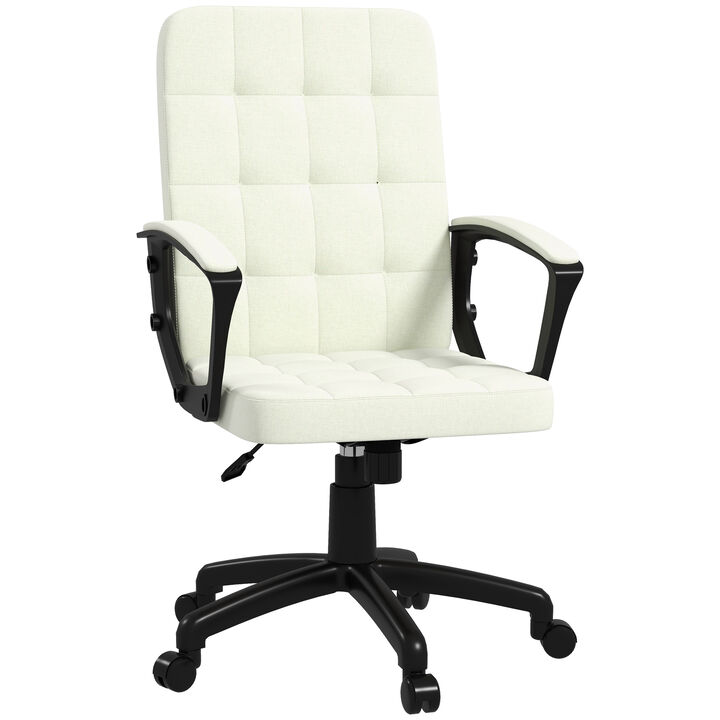Vinsetto Fluffy Home Office Chair with Adjustable Height, Armless, White