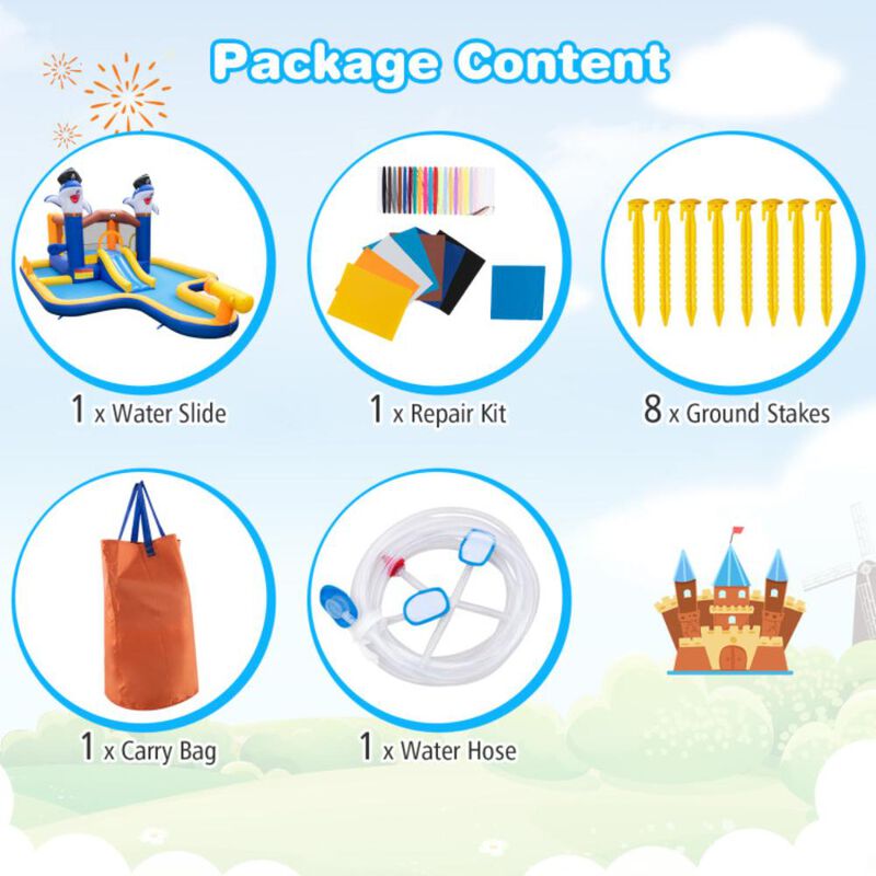 Hivvago 7-In-1 Water Slide Park with Splash Pool and Water Cannon without Blower