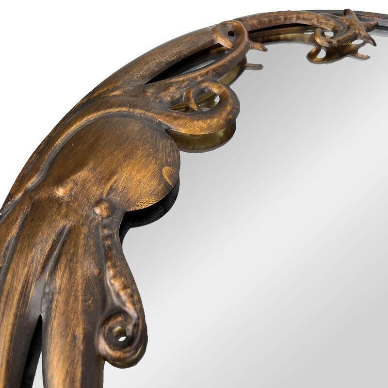 Bronze Octopus Wall Mirror &ndash; 20-Inch Decorative Accent for Nautical Home Decor image number 2