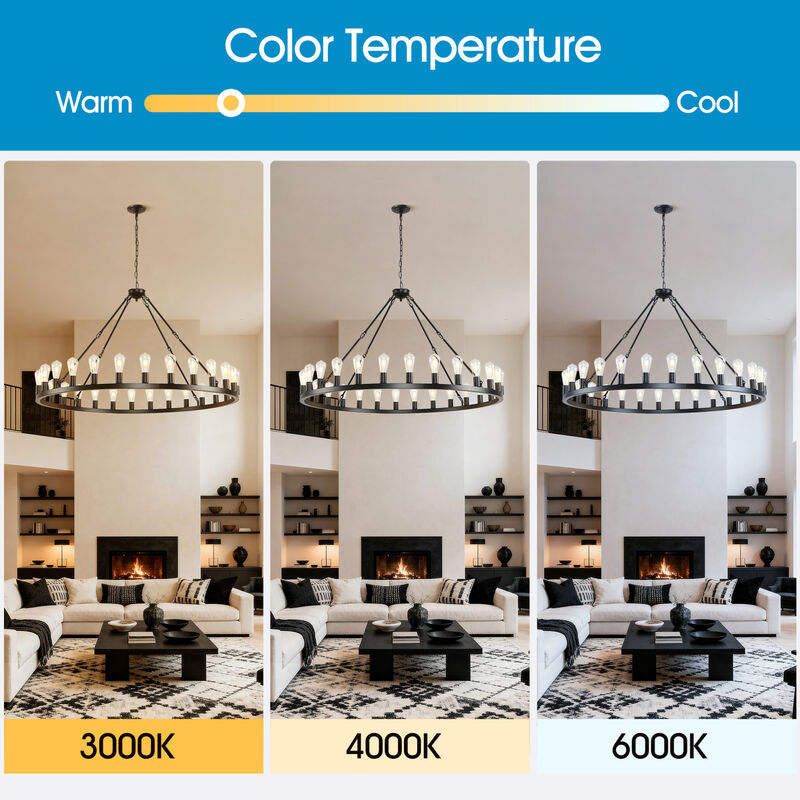 ELEMENT ACE Extra Large Wagon Wheel Chandelier 28-Light Round High Ceiling Pendant Light with Adjustable Chain for Dining Room Living Room Kitchen Foyer Entryway image number 5