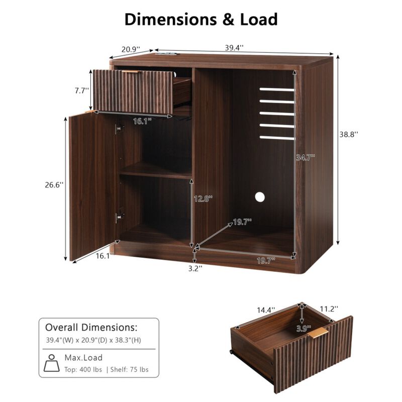 Falfil Mini Fridge Liquor Sideboard Cabinet image number 9