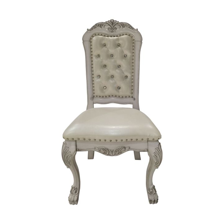 Dresden Side Chair (Set-2) in Fabric & Bone White Finish DN