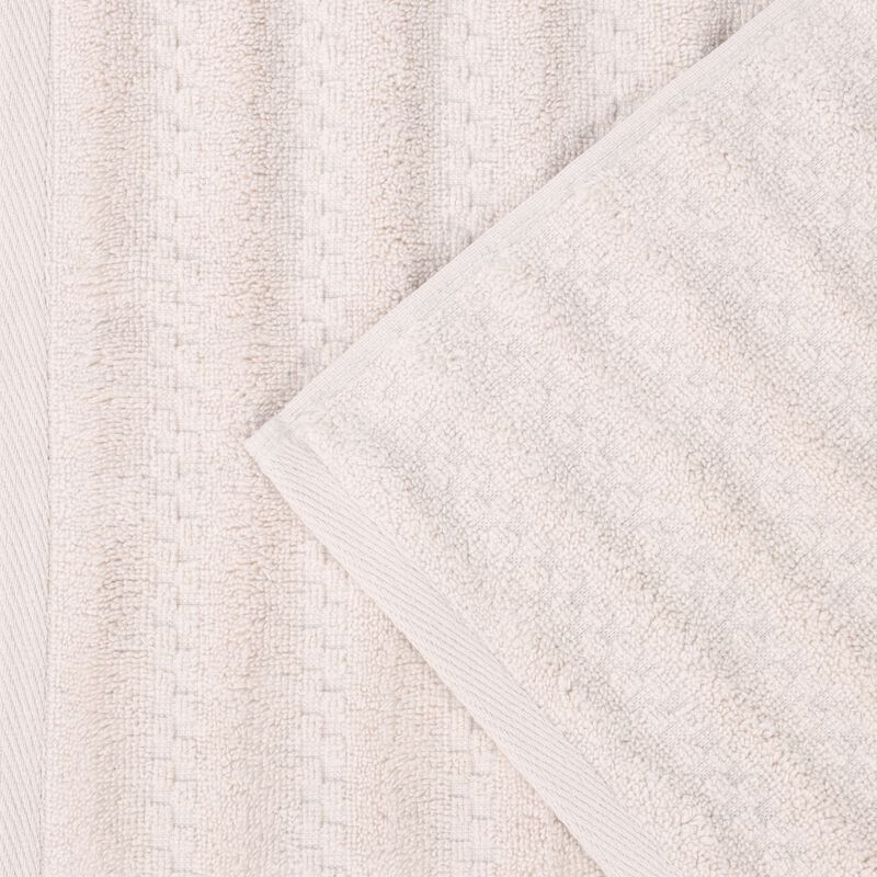 Zero Twist Cotton Waffle Stripe Towel Set Plush Absorbent Towels image number 3