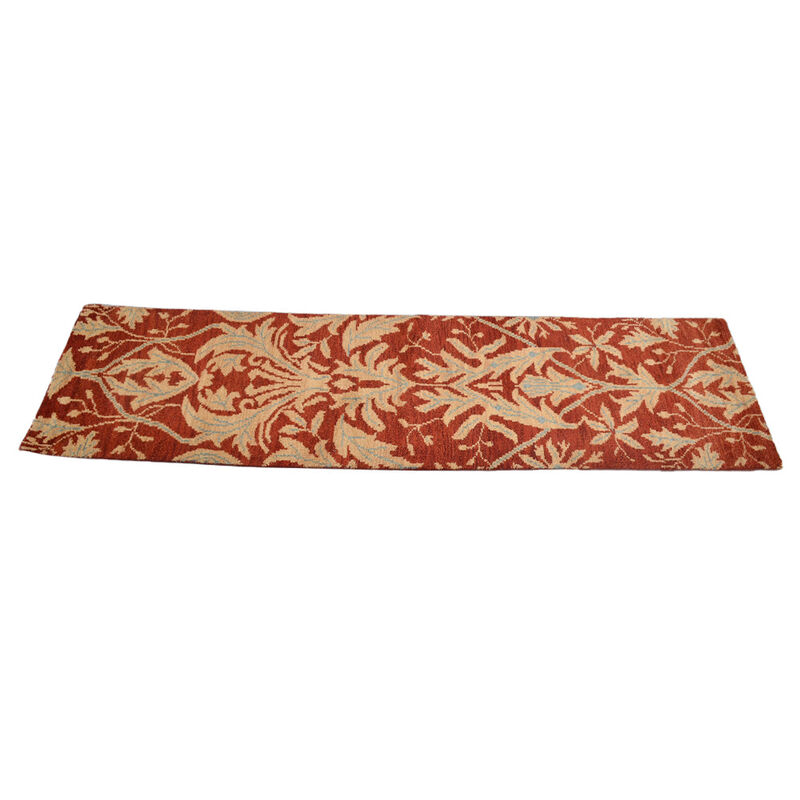 HAND KNOTTED WOOL Floral AREA RUGS  - Runner Shape, Floral Modern, Medium Pile Handmade Area Rugs for Living Room, Bed Room (N00925) image number 3