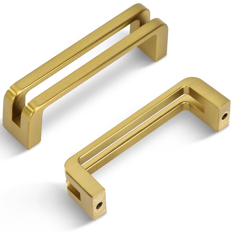 Vicycmc 3 Inch(76mm) Hole Center Brushed Gold Zinc Alloy Solid Cabinet Pulls,Dresser Cabinet Handles Luxury Cabinet Pull Hardwar