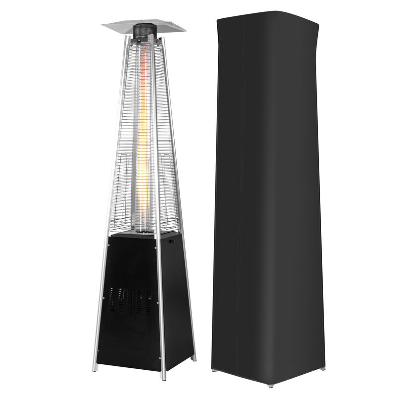 OuterMust Pyramid Patio Heater 48,000 BTU Outdoor Propane Heater with Cover, Wheels and One-Button Ignition for Backyard Garden 6-8 people