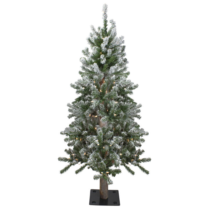 4ft Pre-Lit Flocked Alpine Artificial Christmas Tree  Clear Lights