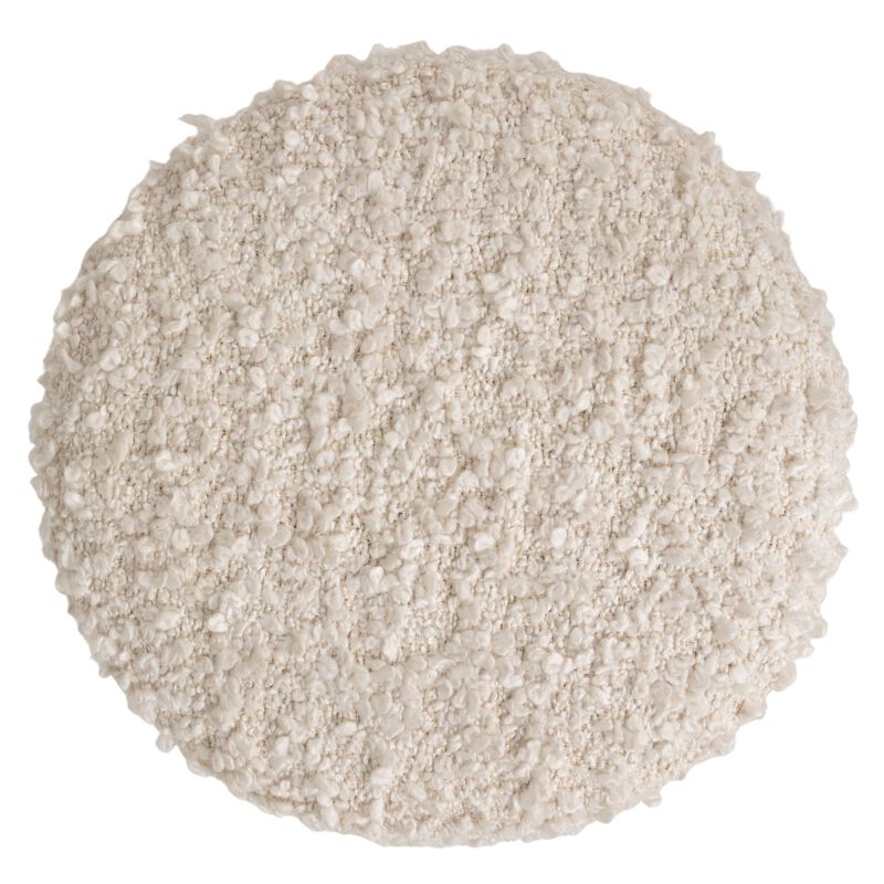 Boucle Upholstered Cotton Woven Stool with Dark Wood Tapered Legs, Ivory image number 4