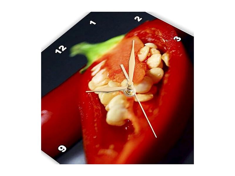 Capiscum Seeds Chili Pepper Chilli Wall Clock 13 Inch Red Home Decor image number 2