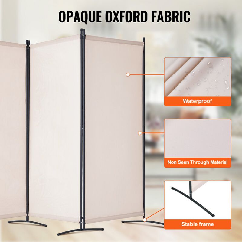 Foldable 3 Panel Room Divider Screen Portable Privacy Partition for Room Separation Office Bedroom-Beige image number 3
