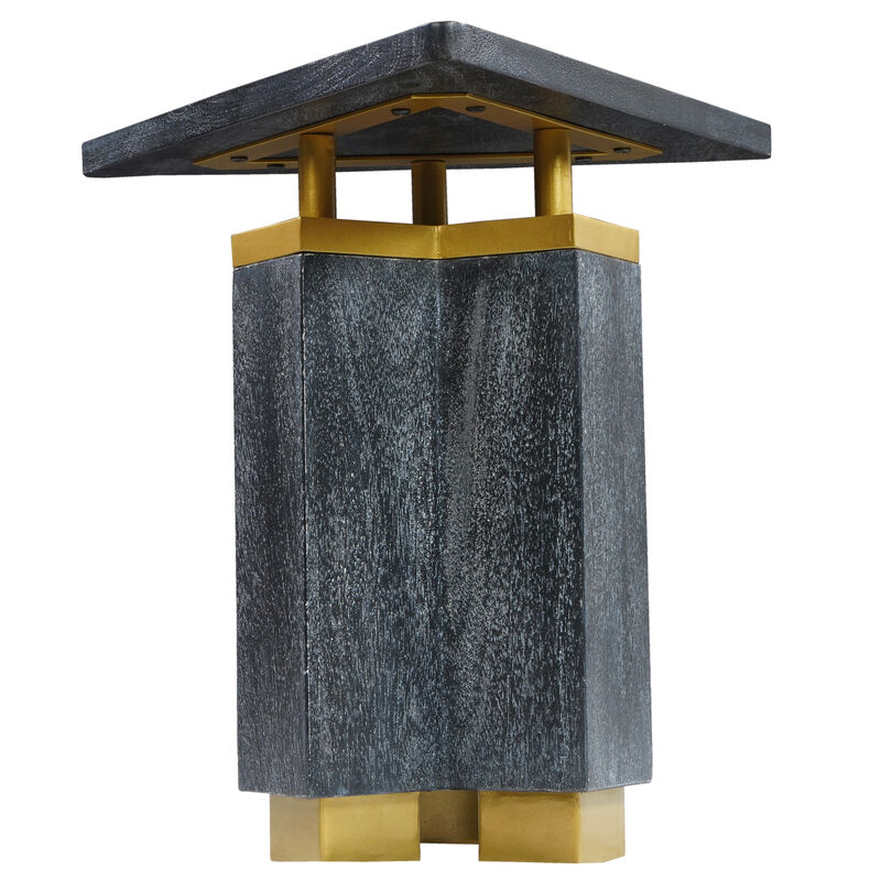 Andes Modern Triangular End Table - Handcrafted with Gold Brass Trim and Sandblasted Black Finish, 20 Inch