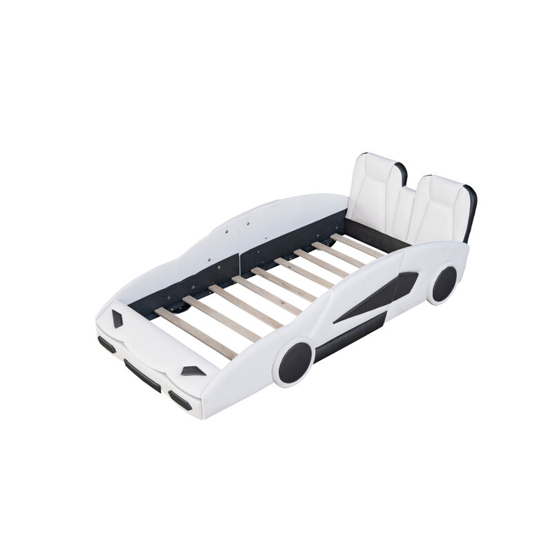 Streamdale Twin Size Race Car-Shaped Platform Bed With Wheels