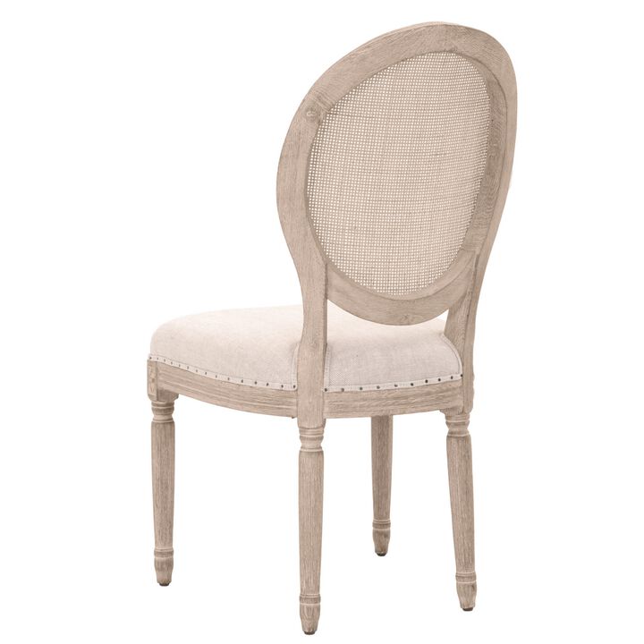 19 Inches Cane Back Padded Dining Chair, Set of 2, Beige-Benzara