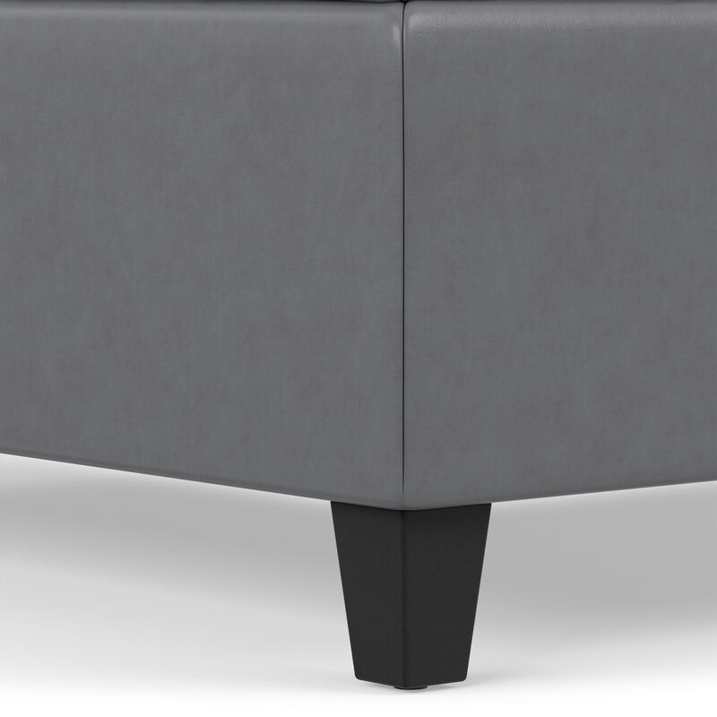 Harrison 36 inch Wide Transitional Square Coffee Table Storage Ottoman in Stone Grey Vegan Faux Leather, Assembled image number 6