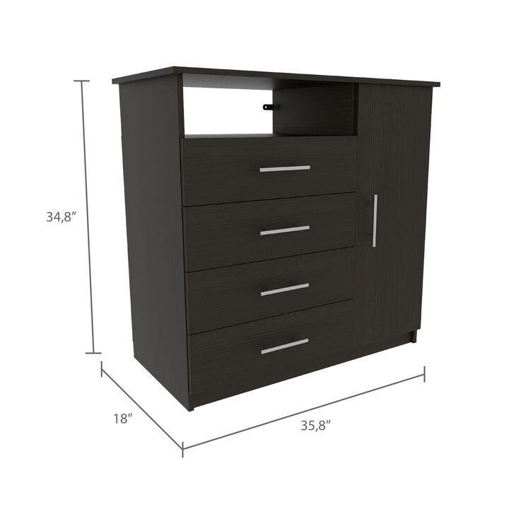 Baylon 4-Drawer 1-Shelf Dresser Black Wengue