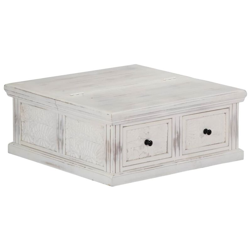 vidaXL Coffee Table White 70x70x30 cm Solid Mango Wood image number 0