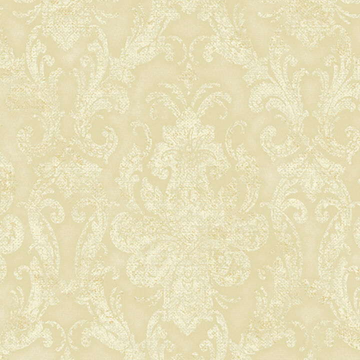 Faded Wheat Damask Wallpaper