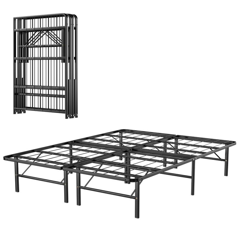 Full/Queen Size Foldable Metal Platform Bed with Tool-Free Assembly