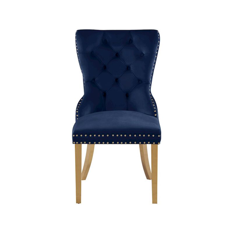 Meridian Furniture Carmen Navy Velvet Dining Chairs, Set of 2
