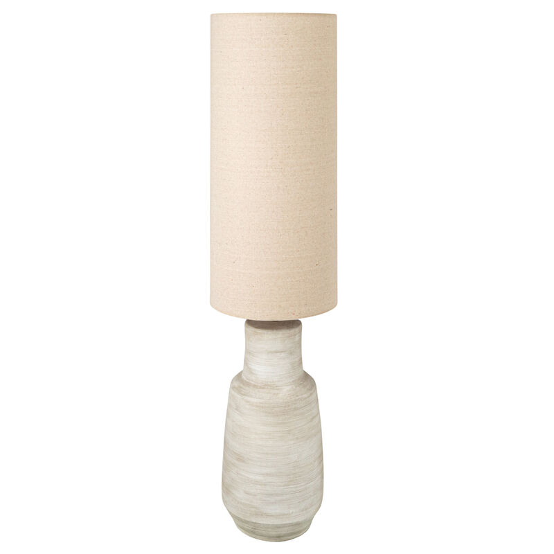 Ceramic Floor Lamp with Linen Shade, Sand Color image number 0