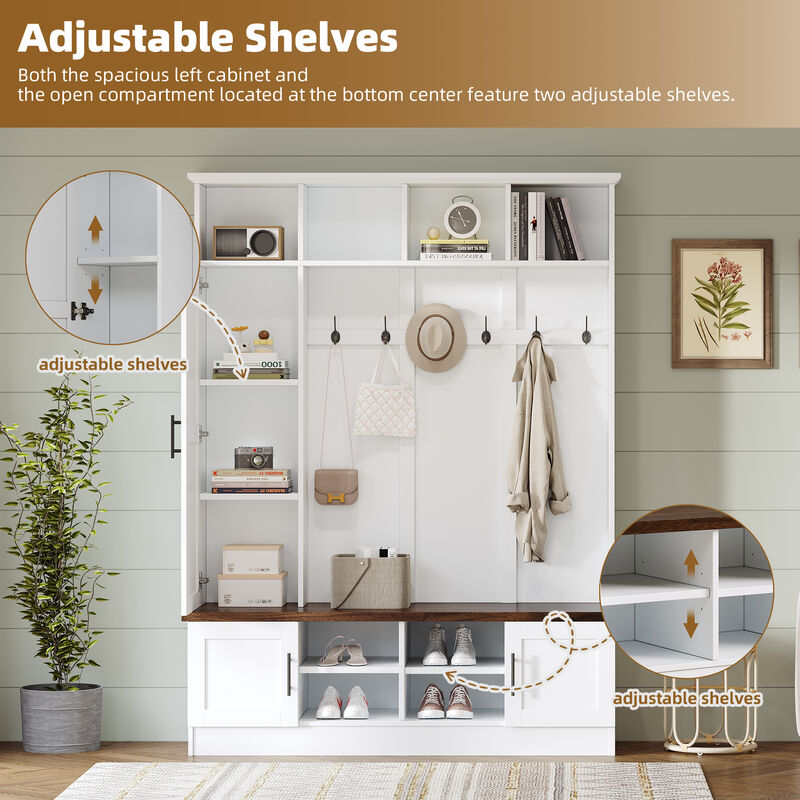 Merax Versatile Entryway Hall Tree with Storage Bench