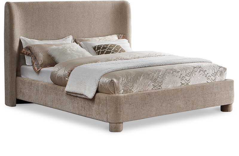 Meridian Furniture Penny Beige Chenille Fabric King Bed