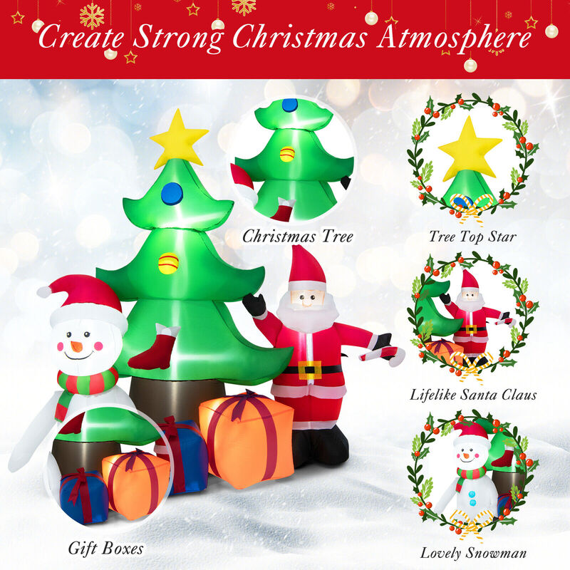 7.2 Feet Inflatable Lighted Christmas Decoration Tree with Santa Claus image number 4
