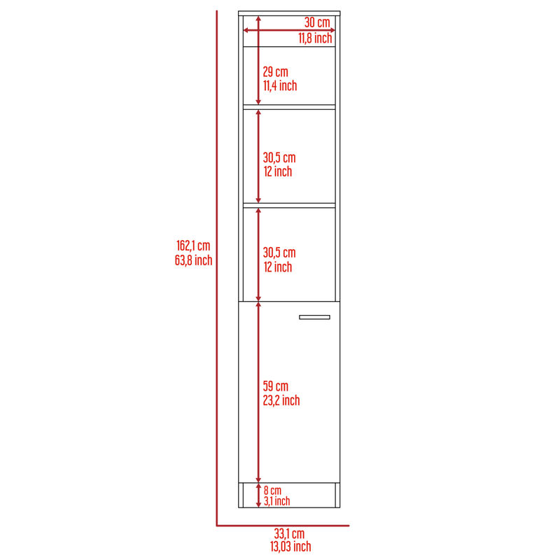 Malaga Linen Cabinet, Two Interior Shelves, Three External Shelves, Single Door -Black