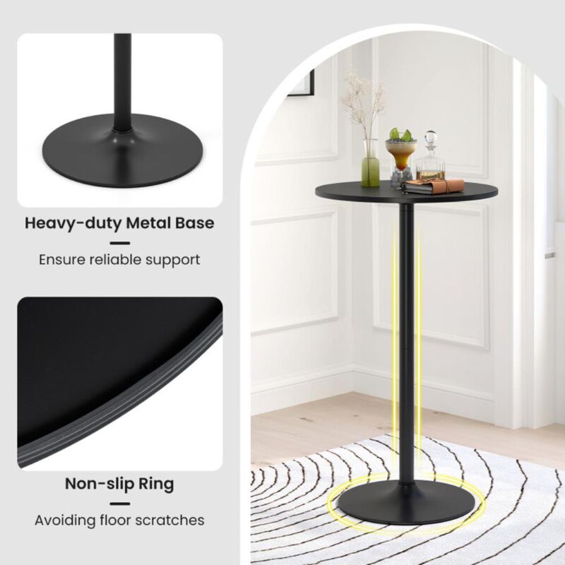 Hivvago Modern Round Cocktail Table with Metal Base and MDF Top