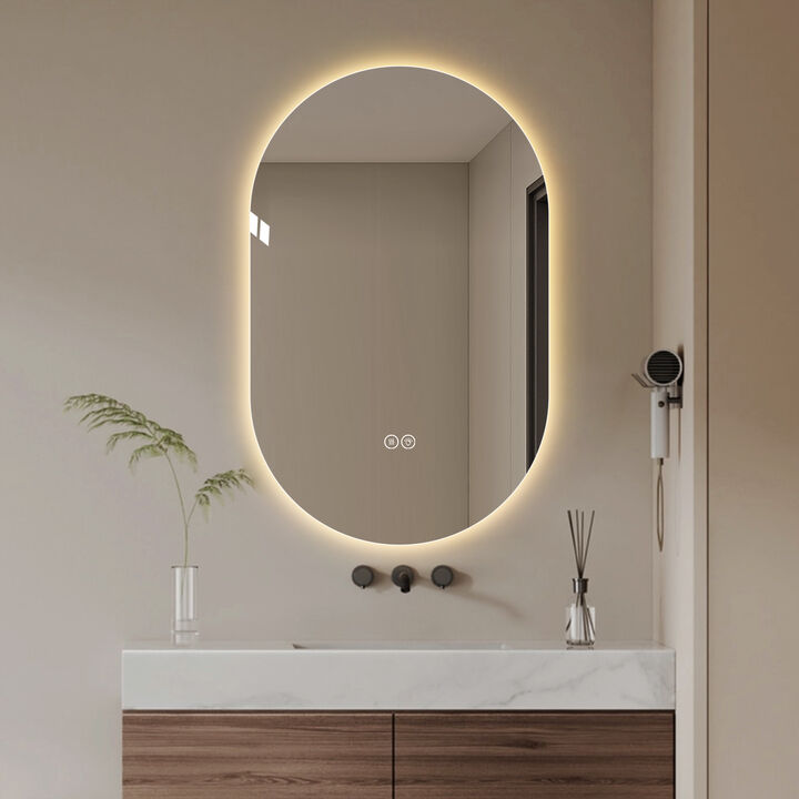 ELEMENT ACE Smart Wall Mounted LED Touch Screen Anti-Fog Bathroom Mirror with Adjustable Lighting