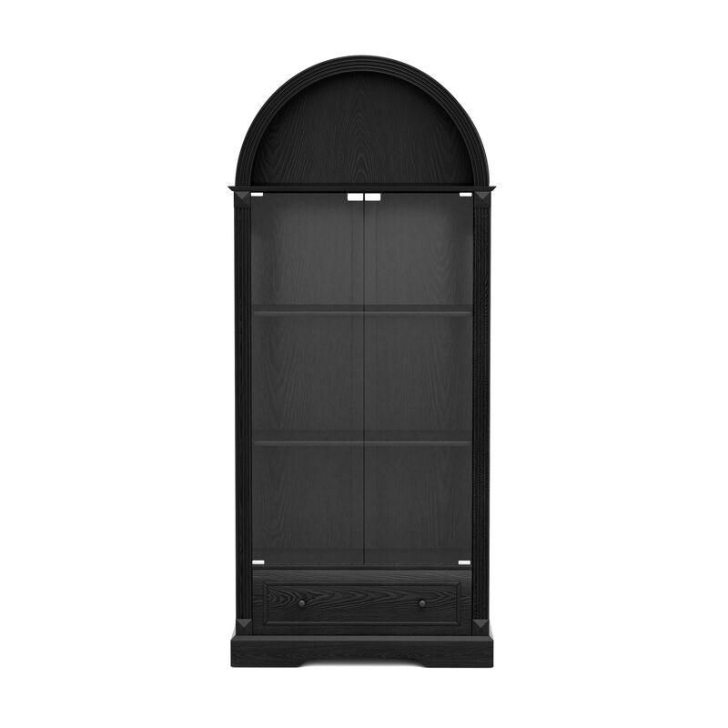 Kinhel 70.9" tall arched glass doors display cabinet image number 0