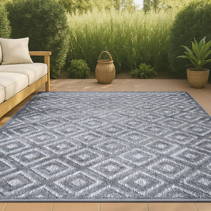 Portmany Neutral Diamond Trellis Indoor/Outdoor Area Rug