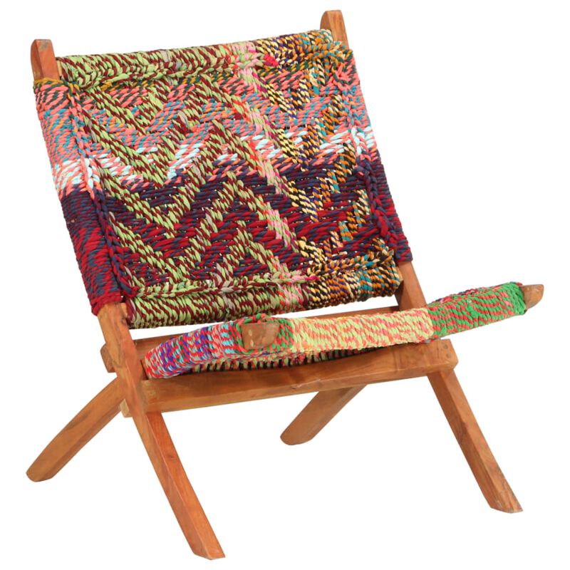 vidaXL Folding Chindi Chair Multicolors Fabric image number 0